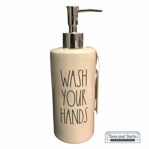 Rae Dunn WASH YOUR HANDS Ceramic Soap Dispenser